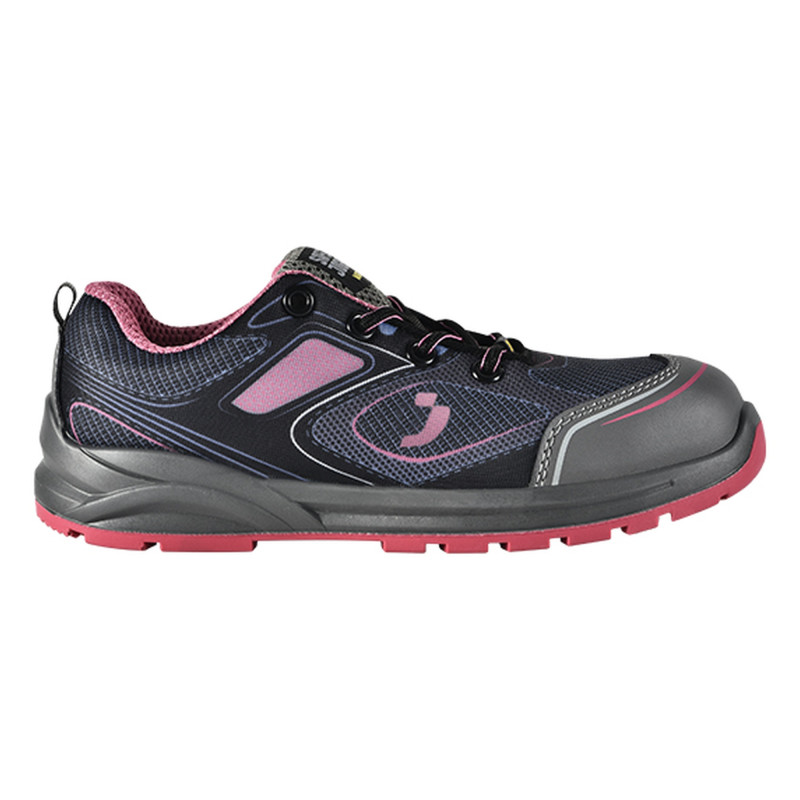 Safety Jogger - Chaussures de sécurité basses sportives anti-perforation avec embout en acier CADOR noir et rose S1P