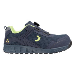 Safety Jogger - Chaussures de sécurité basses en plastique recyclé extra larges hydrofuges ECOLOBI bleu et jaune S1PS