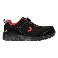 Safety Jogger - Chaussures de sécurité basses en plastique recyclé extra larges hydrofuges ECOLOBI noir et rouge S1PS