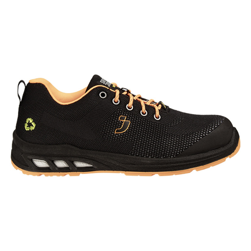 Safety Jogger - Chaussures de sécurité basses décontractées ultra-respirantes avec embout en acier ECOFITZ noir et orange  S1P