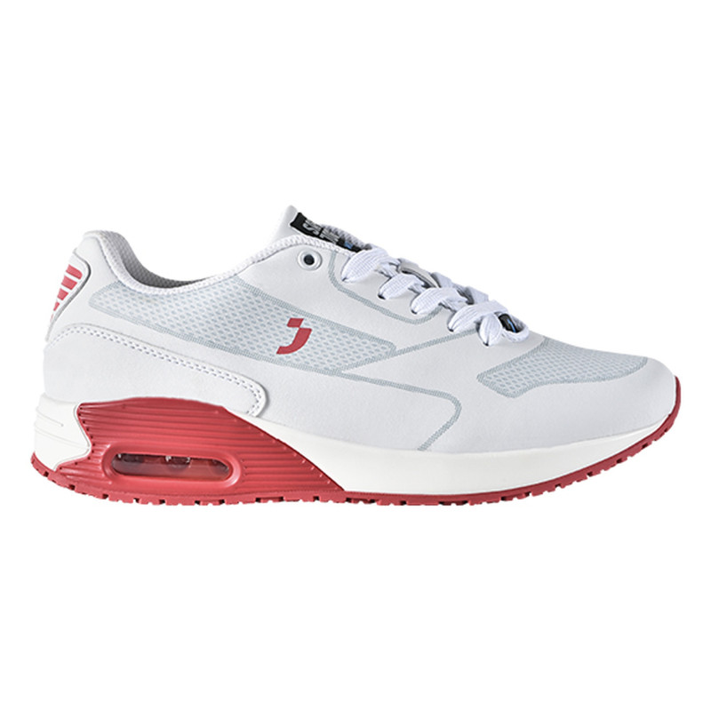 Safety Jogger - Baskets de travail médicales basses sportives pour femmes à mémoire de forme ELA blanc et rouge O1
