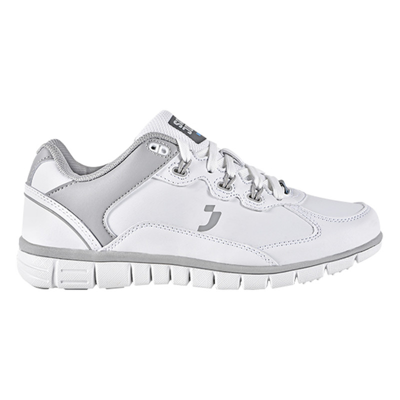 Safety Jogger - Baskets de travail sportives basses antidérapantes pour femmes spécial restauration SUNNY blanc et gris OB