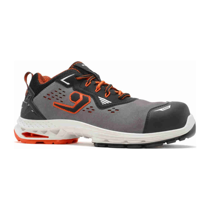 Base - Baskets de sécurité basses en daim technique gris et orange MADRID S1PS