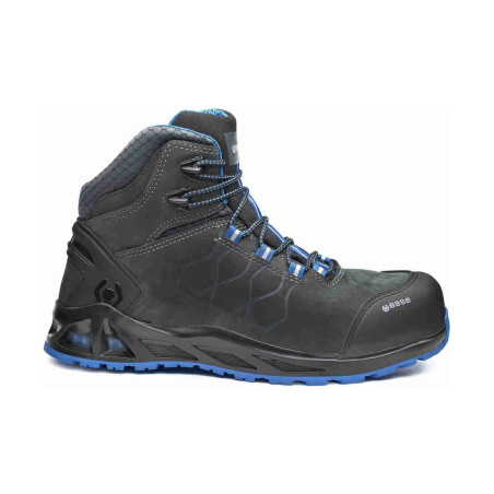Base - Baskets de sécurité hautes en cuir noir et  bleu K-ROAD TOP S3