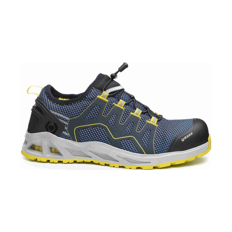 Base - Baskets de sécurité basses en tissu technique bleu et  jaune K-WALK S1P