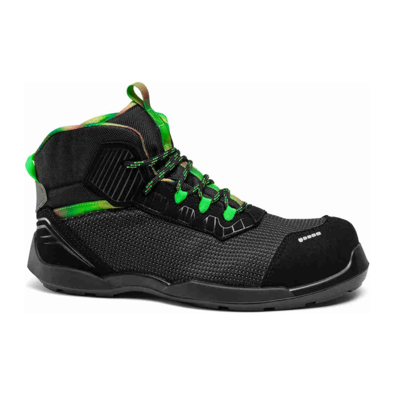 Base - Chaussures de sécurité hautes en tissu technique noir et verte  YELLOWSTONE S3PS