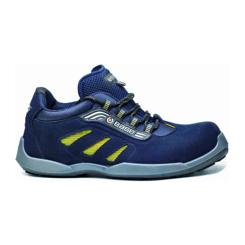 Base - Baskets de sécurité basses en tissu technique bleu et jaune FRISBEE S1PS