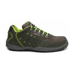 Base - Chaussures de sécurité basses en cuir velours anthracite et vert ACE S1PL