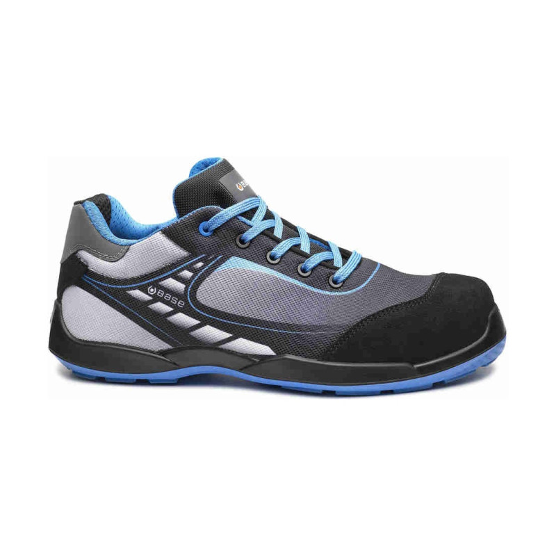 Base - Baskets de sécurité basses en tissu technique noir et bleu BOWLING S3L