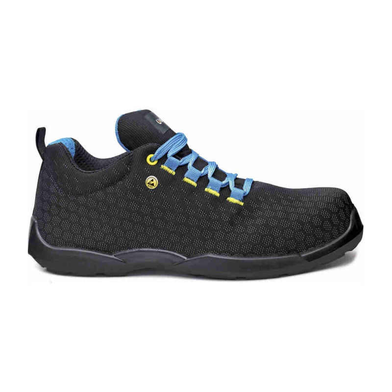 Base - Baskets de sécurité basses en tissu technique noir et bleu MARATHON ESD S3L
