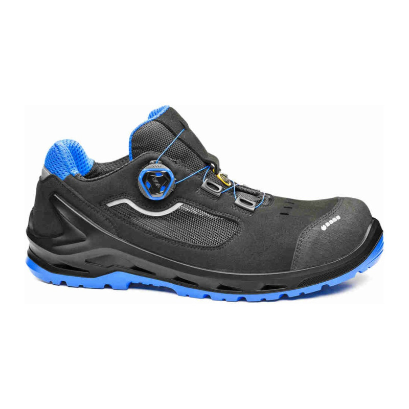 Base - Chaussures de sécurité basses en tissu technique noir et bleu I-CODE S1P