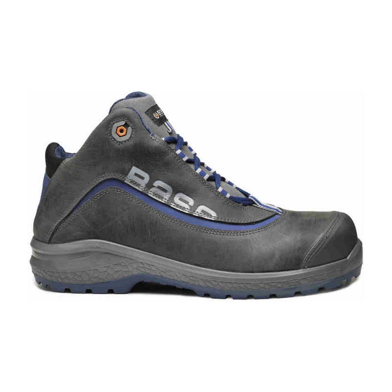 Base - Chaussures de sécurité mi-hautes en cuir noir et bleu BE-JOY TOP S3L