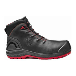 Base - Chaussures de sécurité hautes en cuir noir et rouge BE-UNIFORM TOP S3