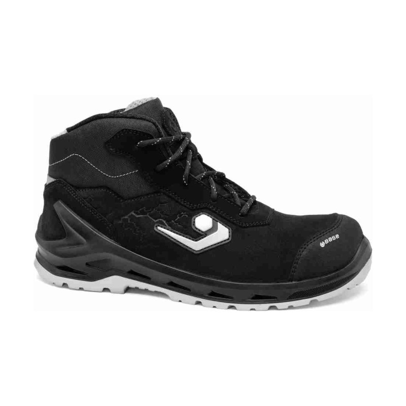 Base - Baskets de sécurité hautes en cuir Nabuteck noir et  gris I-OMEGA TOP SB