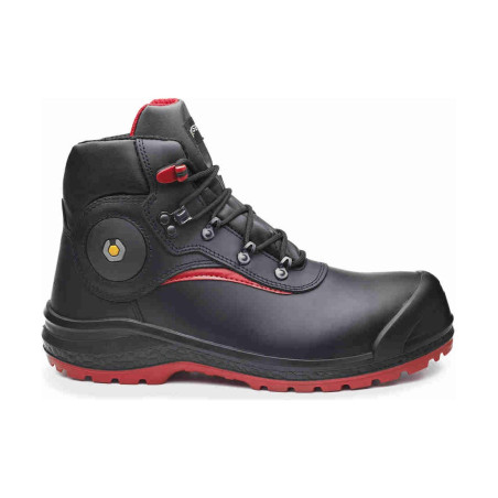 Base - Chaussures de sécurité hautes en cuir noir et rouge BE-STONE S3