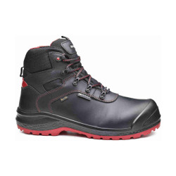 Base - Chaussures de sécurité hautes en cuir noir et rouge BE-DRY MID S3