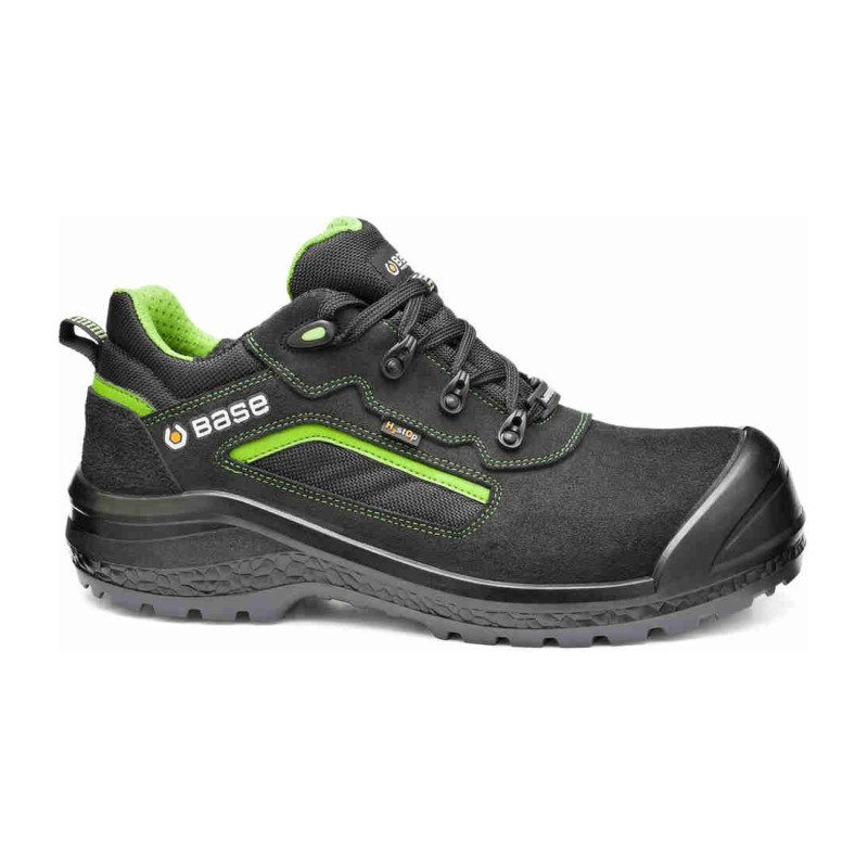 Base - Chaussures de sécurité basses en tissu technique noir et vert  BE-POWERFUL S7S