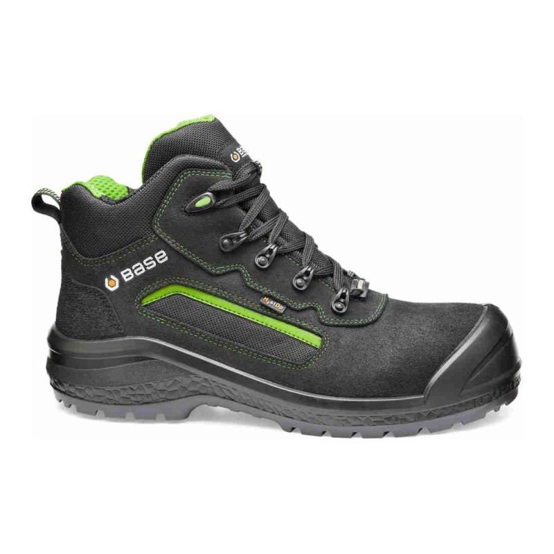 Base - Chaussures de sécurité hautes en tissu technique noir et vert  BE-POWERFUL S7S