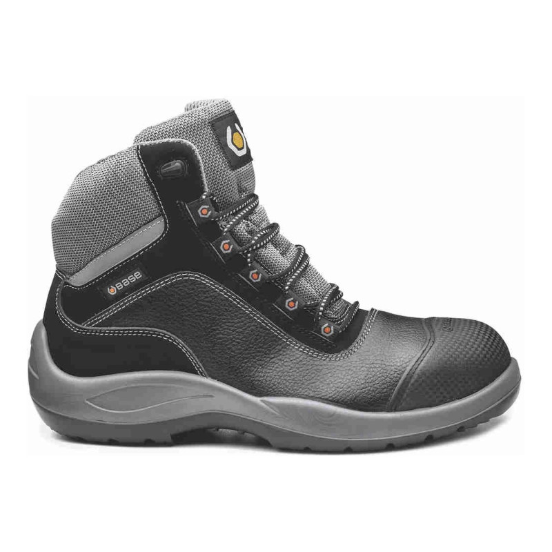 Base - Chaussures de sécurité hautes en cuir noir et gris BEETHOVEN S3