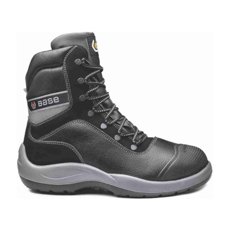 Base - Chaussures de sécurité hautes en cuir noir et gris BACH S3