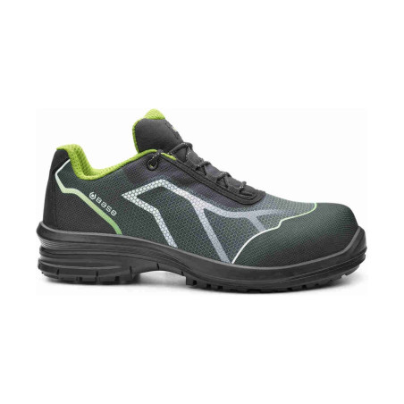 Base - Chaussures de sécurité basses en tissu technique noir et vert OREN S3