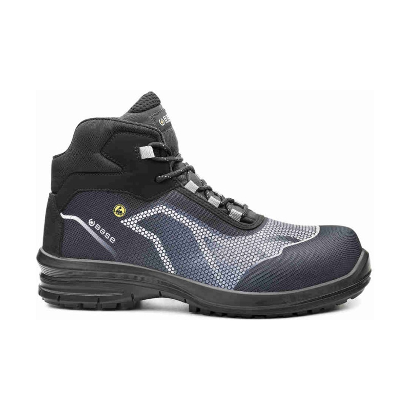 Base - Chaussures de sécurité hautes en tissu technique bleu et noir OREN TOP ESD S3