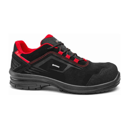 Base - Chaussures de sécurité basses en cuir velours noir et rouge ERIS S1PL