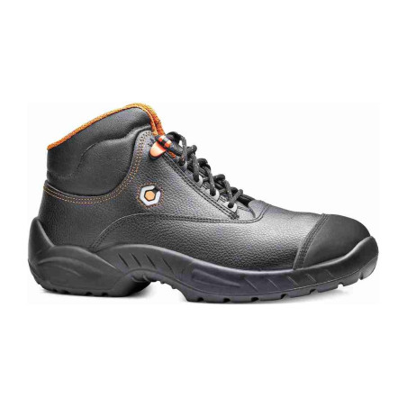 Base - Chaussures de sécurité hautes en cuir noir et orange PRADO S3S