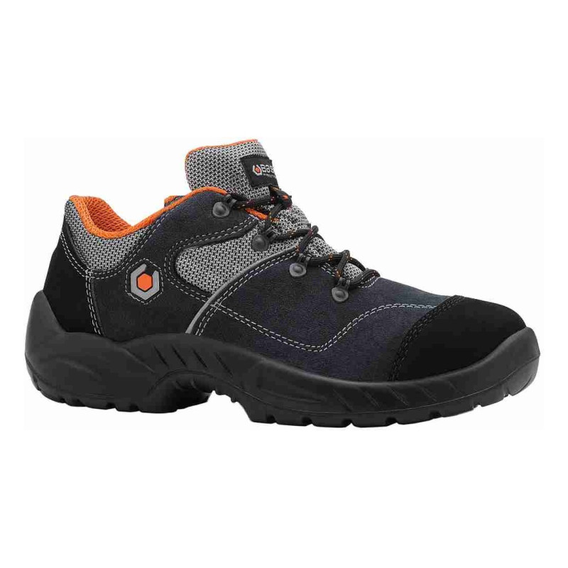Base - Chaussures de sécurité basses en cuir velours noir et gris GARIBALDI S1P