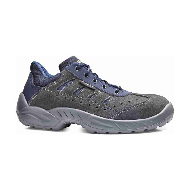 Base - Chaussures de sécurité basses en cuir velours gris et bleu COLOSSEUM S1P