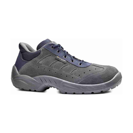 Base - Chaussures de sécurité basses en cuir velours gris et bleu TRIBECA S1