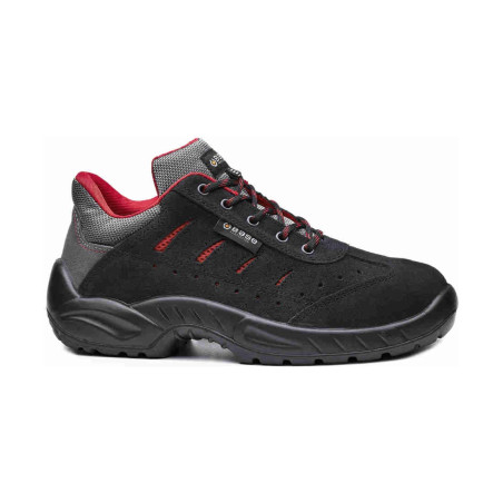 Base - Chaussures de sécurité basses en cuir noir et rouge TOLEDO S1P