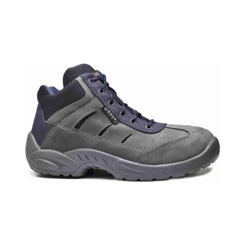 Base - Chaussures de sécurité hautes en cuir nubuck gris et bleu GREENWICH S3