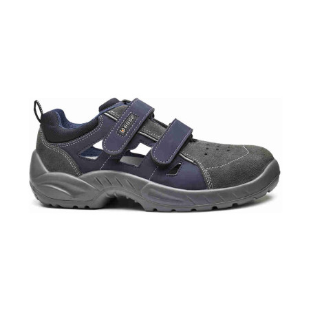 Base - Baskets de sécurité basses en cuir velours gris et bleu CENTRAL S1PS