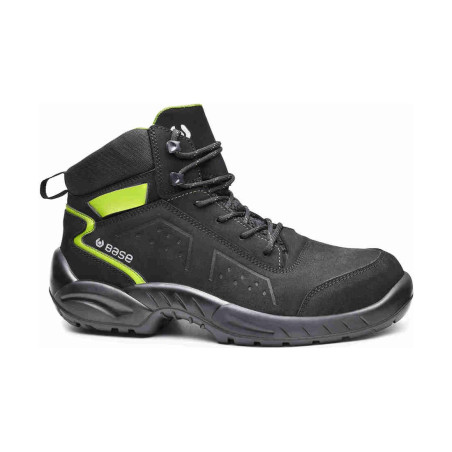 Base - Chaussures de sécurité hautes en cuir Nabutek noir et vert CHESTER TOP S3L
