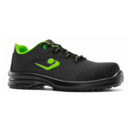 Base - Chaussures de sécurité basses en tissu technique noir et vert HALLEY S3L