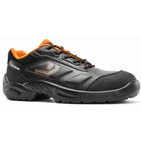 Base - Baskets de sécurité basses en cuir noir et orange MONTMARTRE S3S