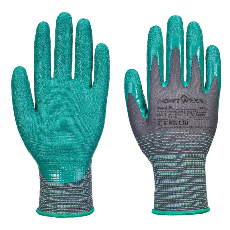 Portwest - Gants Grip jauge 15 en nitrile gris et vert (Pack de 12)