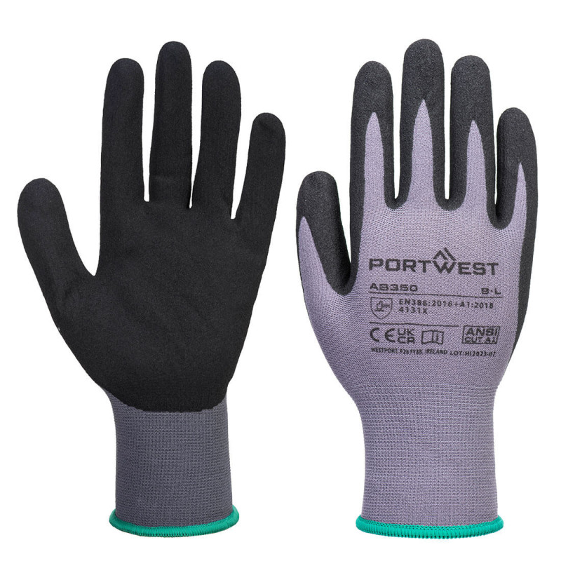 Portwest - Gants Grip en nylon ultra léger avec paume en nitrile sablé Dermi Flex (Pack de 12)