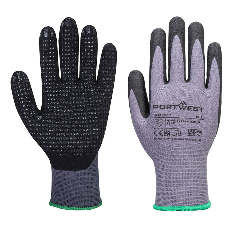Portwest - Gants Grip en nylon ultra léger avec picots nitrile sablé Dermi Flex Plus (Pack de 12)