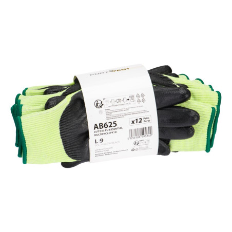 Portwest - Gants anti-coupures de niveau D jauge 13 en PU lisse (Pack de 12)