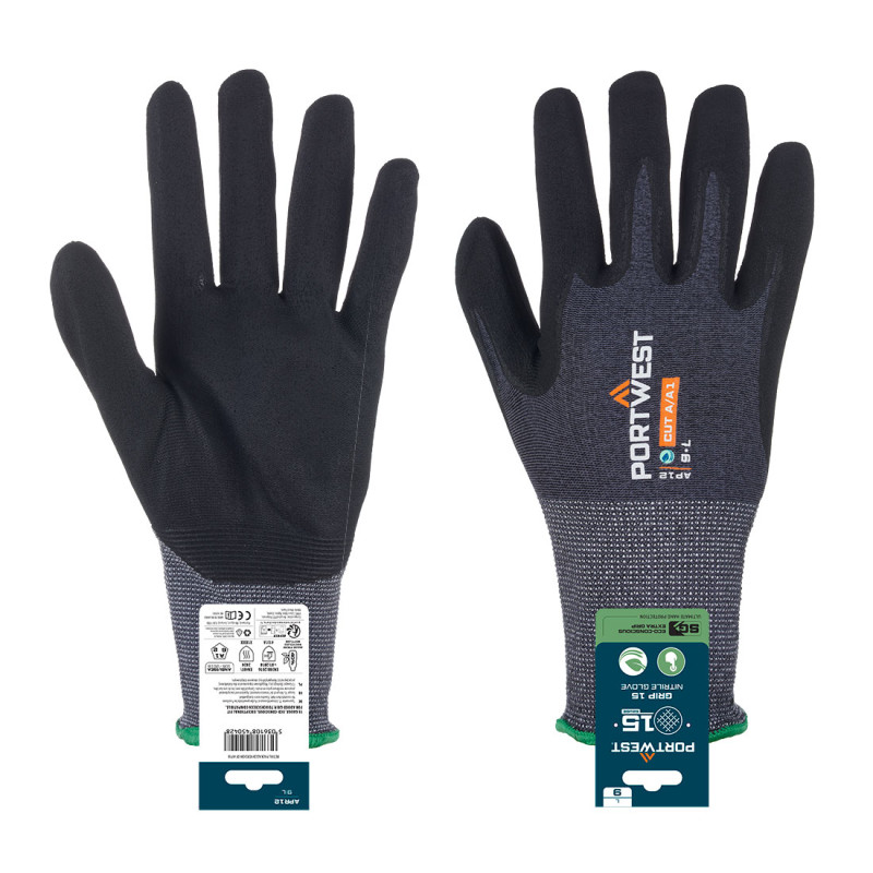 Portwest - Gants de protection SG avec finition anti-microbienne en micro mousse de nitrile
