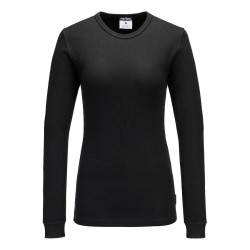 Portwest - Tee-shirt à manches longues noir pour femmes chaud pour l'hiver