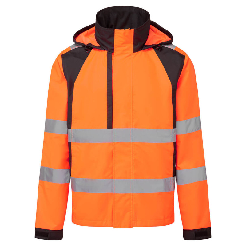Portwest - Veste de pluie imperméable en tissu recyclé avec capuche WX2 haute visibilité classe 2 ou 3
