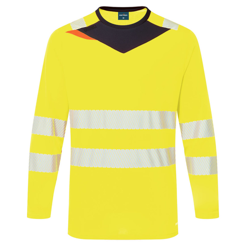 Portwest - Tee-shirt manches longues en tissu respirant coupe slim fit DX4 haute visibilité classe 2