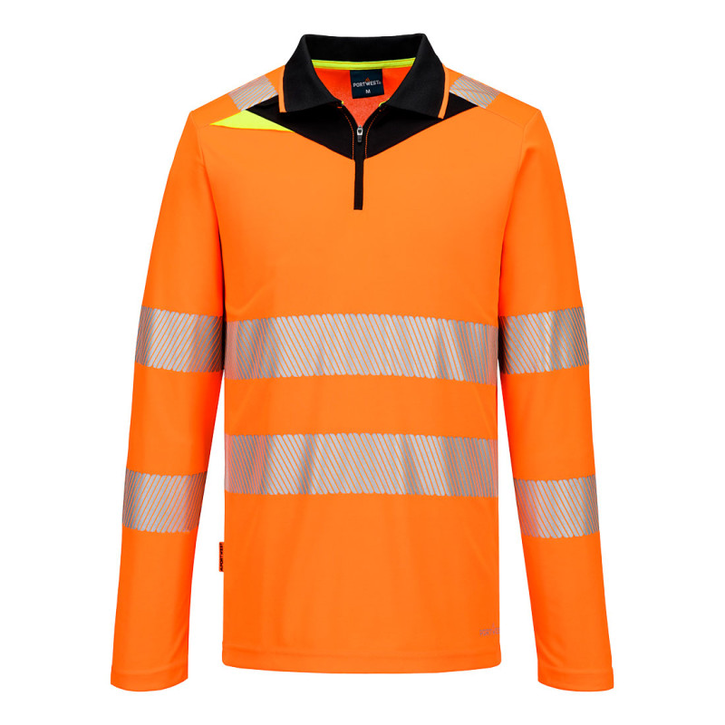 Portwest - Polo manches longues en tissu respirant coupe slim fit DX4 haute visibilité classe 2