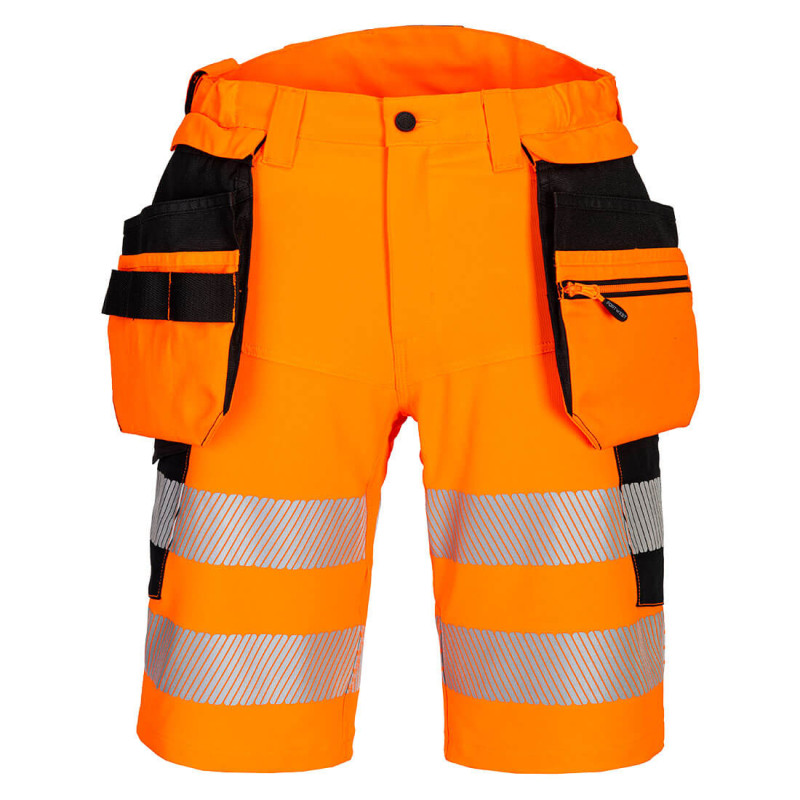 Portwest - Bermuda de travail stretch coupe slim fit avec poches holster DX4 haute visibilité classe 1