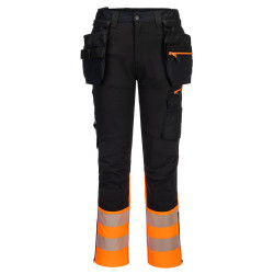 Portwest - Pantalon de travail stretch taille haute coupe slim fit avec poches amovibles artisans DX4 haute visibilité classe 1