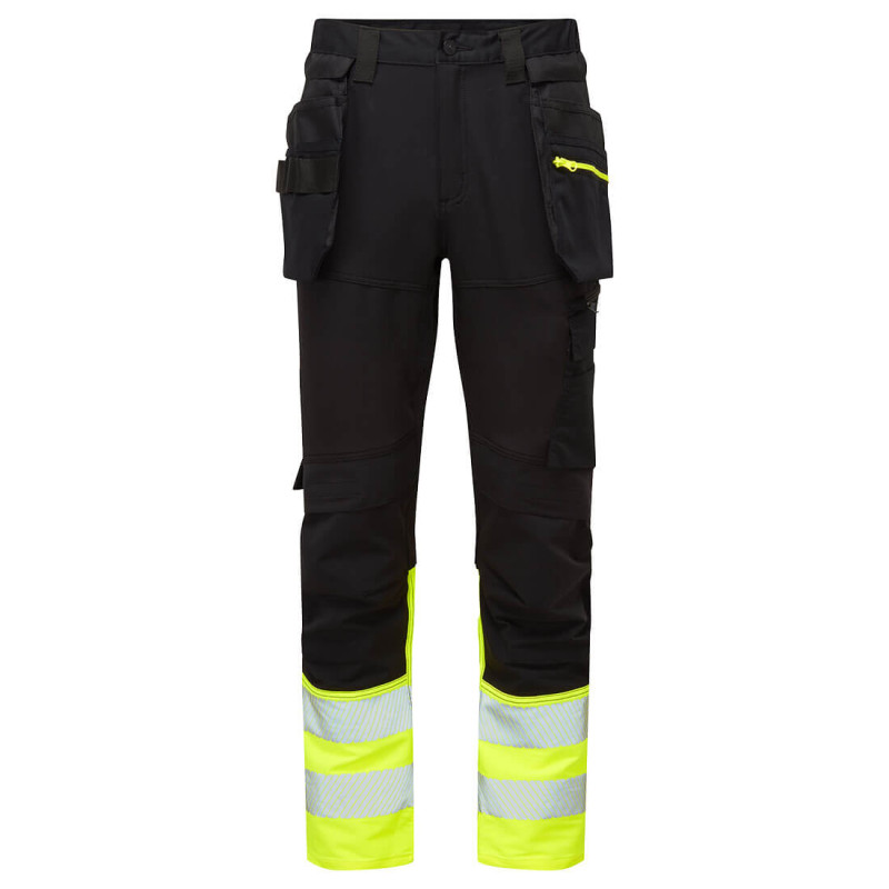 Portwest - Pantalon de travail stretch taille haute coupe slim fit avec poches amovibles artisans DX4 haute visibilité classe 1