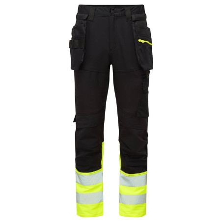 Portwest - Pantalon de travail stretch taille haute coupe slim fit avec poches amovibles artisans DX4 haute visibilité classe 1